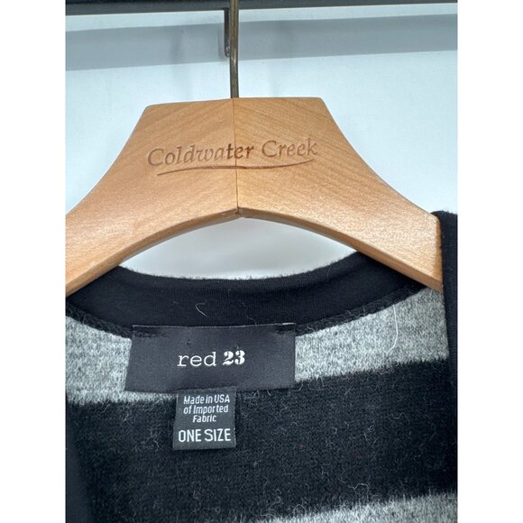 Red 23 Womens Striped Open Front Wool Blend Poncho Cardigan One Size USA - Picture 2 of 6